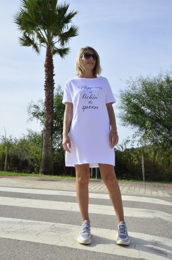 “Happiness is Lickin’ the Spoon” Vestido Algodon Organico